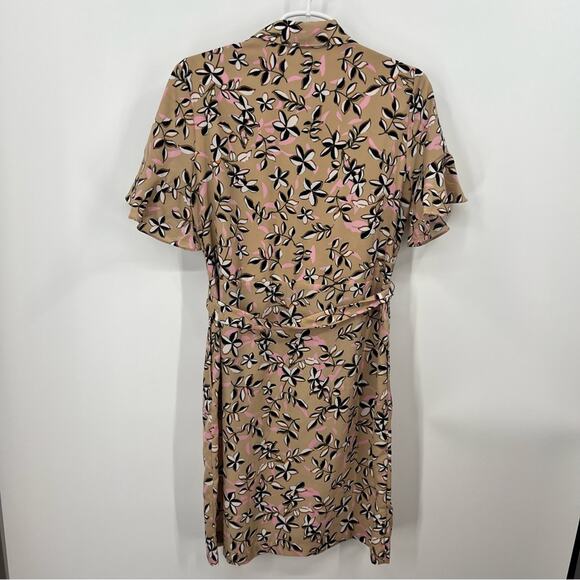 Banana Republic Women’s Tan Floral Button Front Short Sleeve Dress Size 4 New - Picture 7 of 10